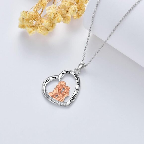 Elegant Silver Diamond Heart Pendant Necklace for Mother's Day & Birthdays - Picture 4 of 4